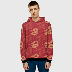Толстовка-худи мужская The chinese dragon pattern, цвет: 3D-черный — фото 2