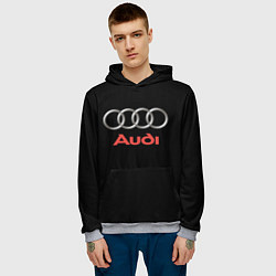 Толстовка-худи мужская Audi sport на чёрном, цвет: 3D-меланж — фото 2