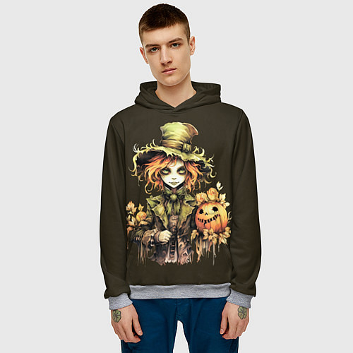 Мужская толстовка Рыжее чучело с тыквой на Хеллоуин / 3D-Меланж – фото 3