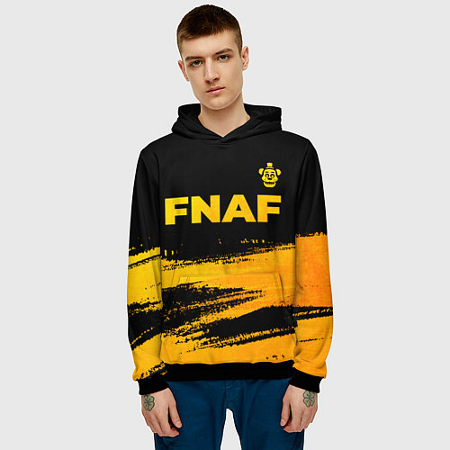 Мужская толстовка FNAF - gold gradient: символ сверху / 3D-Черный – фото 3