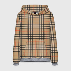 Толстовка-худи мужская Клетка коричневая, цвет: 3D-меланж