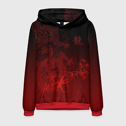 Толстовка-худи мужская Дракон в градиенте, цвет: 3D-красный