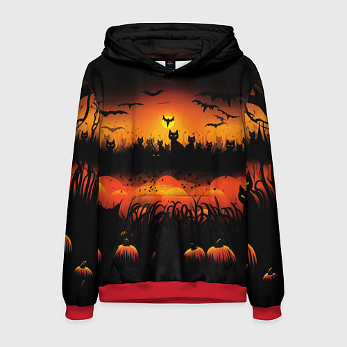 Мужская толстовка Кошки хэллоуина / 3D-Красный – фото 1