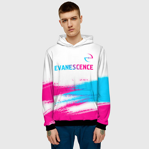 Мужская толстовка Evanescence neon gradient style: символ сверху / 3D-Черный – фото 3