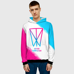 Толстовка-худи мужская Within Temptation neon gradient style, цвет: 3D-черный — фото 2