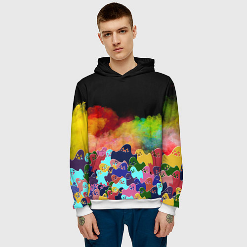 Мужская толстовка Приведения из дыма / 3D-Белый – фото 3