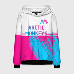 Толстовка-худи мужская Arctic Monkeys neon gradient style: символ сверху, цвет: 3D-черный
