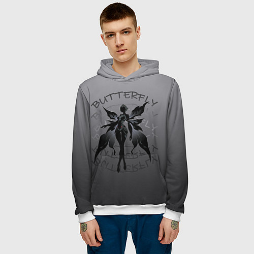 Мужская толстовка Dark butterfly / 3D-Белый – фото 3