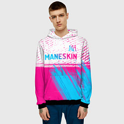 Толстовка-худи мужская Maneskin neon gradient style: символ сверху, цвет: 3D-черный — фото 2