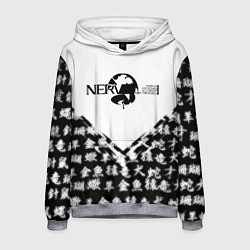 Толстовка-худи мужская Евангелион логотип Nerv anime, цвет: 3D-меланж