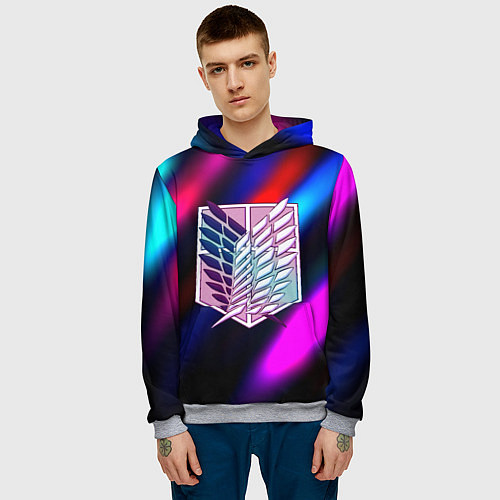 Мужская толстовка Attack on Titan stripes neon / 3D-Меланж – фото 3