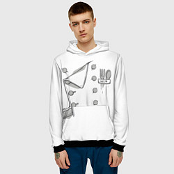 Толстовка-худи мужская Шеф поварской китель, цвет: 3D-черный — фото 2