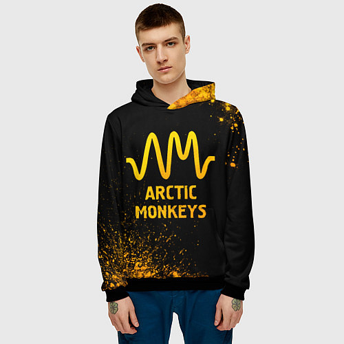 Мужская толстовка Arctic Monkeys - gold gradient / 3D-Черный – фото 3