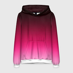 Толстовка-худи мужская Розово-малиновый градиент, цвет: 3D-белый