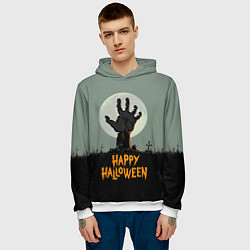 Толстовка-худи мужская Halloween - рука мертвеца, цвет: 3D-белый — фото 2