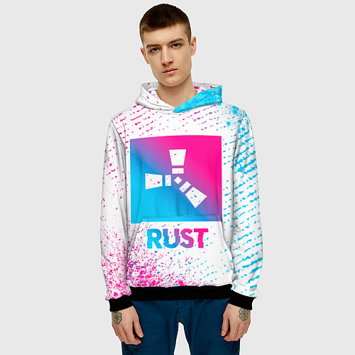 Мужская толстовка Rust neon gradient style / 3D-Черный – фото 3