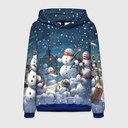 Толстовка-худи мужская Снежный бой, цвет: 3D-синий