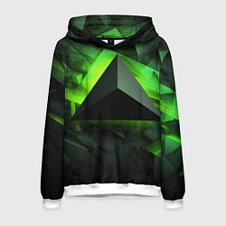 Толстовка-худи мужская Зеленые треугольники, цвет: 3D-белый