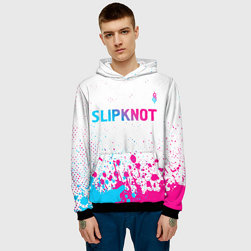 Мужская толстовка Slipknot neon gradient style посередине / 3D-Черный – фото 3