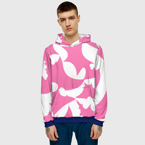 Мужская толстовка Бело-розовая абстрактная композиция / 3D-Синий – фото 3