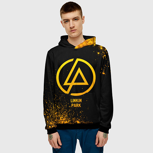 Мужская толстовка Linkin Park - gold gradient / 3D-Черный – фото 3