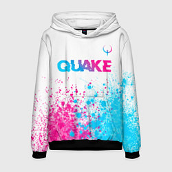 Толстовка-худи мужская Quake neon gradient style посередине, цвет: 3D-черный