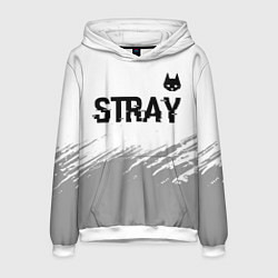 Толстовка-худи мужская Stray glitch на светлом фоне посередине, цвет: 3D-белый