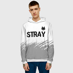 Толстовка-худи мужская Stray glitch на светлом фоне посередине, цвет: 3D-белый — фото 2