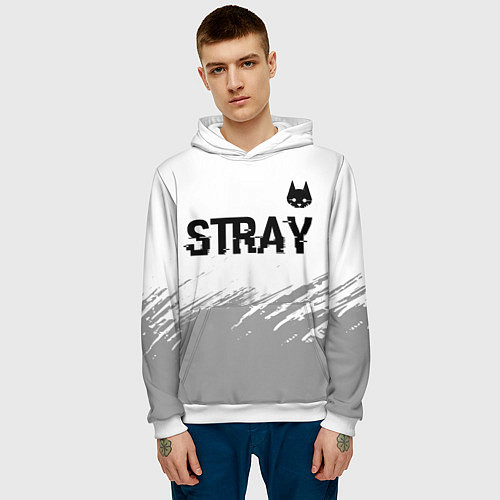Мужская толстовка Stray glitch на светлом фоне посередине / 3D-Белый – фото 3
