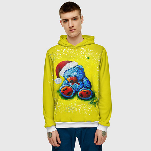 Мужская толстовка Плюшевый синий Санта / 3D-Белый – фото 3