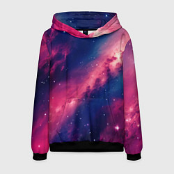 Толстовка-худи мужская Галактика в розовом цвете, цвет: 3D-черный
