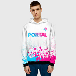 Толстовка-худи мужская Portal neon gradient style посередине, цвет: 3D-черный — фото 2