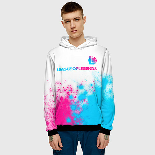 Мужская толстовка League of Legends neon gradient style посередине / 3D-Черный – фото 3