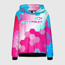 Мужская толстовка Chevrolet neon gradient style посередине