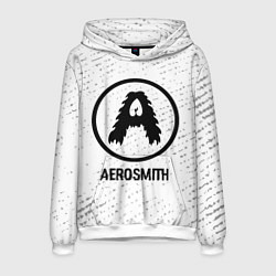 Толстовка-худи мужская Aerosmith glitch на светлом фоне, цвет: 3D-белый