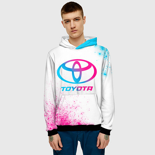 Мужская толстовка Toyota neon gradient style / 3D-Черный – фото 3