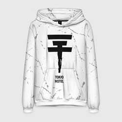 Толстовка-худи мужская Tokio Hotel glitch на светлом фоне, цвет: 3D-белый
