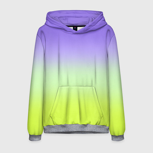 Мужская толстовка Фиолетовый мятный и желто-зеленый градиент / 3D-Меланж – фото 1