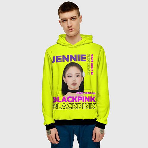 Мужская толстовка Jennie - певица Blackpink / 3D-Черный – фото 3