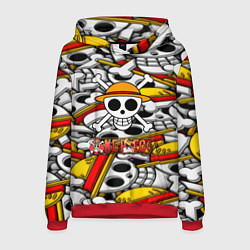 Толстовка-худи мужская One Piece logo pattern pirat, цвет: 3D-красный