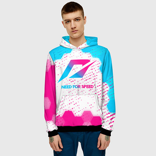 Мужская толстовка Need for Speed neon gradient style / 3D-Черный – фото 3