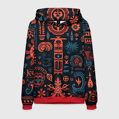 Мужская толстовка Абстрактный паттерн в славянской стилистике / 3D-Красный – фото 1