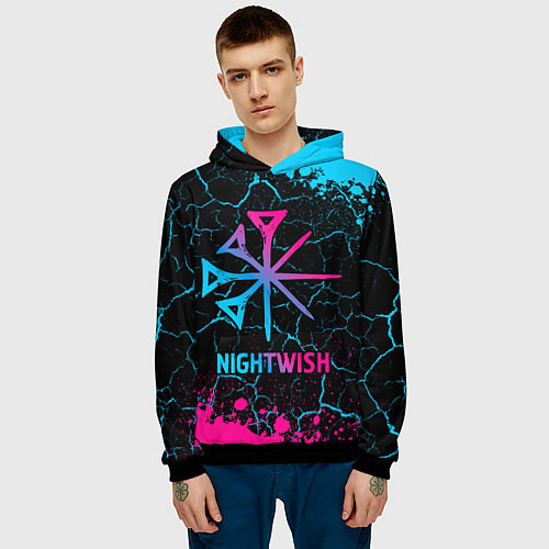 Мужская толстовка Nightwish - neon gradient / 3D-Черный – фото 3