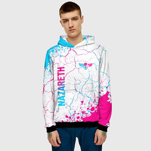 Мужская толстовка Nazareth neon gradient style вертикально / 3D-Черный – фото 3