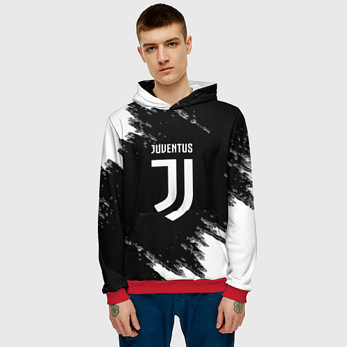 Мужская толстовка Juventus спорт краски черно белый / 3D-Красный – фото 3