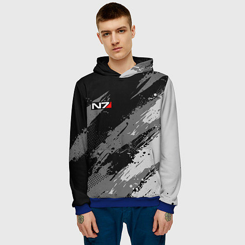 Мужская толстовка N7 - mass effect monochrome / 3D-Синий – фото 3