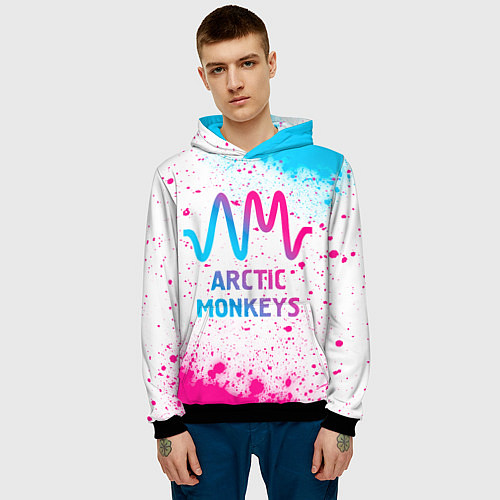 Мужская толстовка Arctic Monkeys neon gradient style / 3D-Черный – фото 3