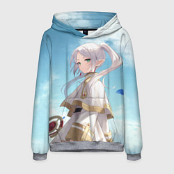 Толстовка-худи мужская Фрирен и небо - эльфийка, цвет: 3D-меланж