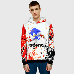 Толстовка-худи мужская Sonic краски абстрактные, цвет: 3D-черный — фото 2