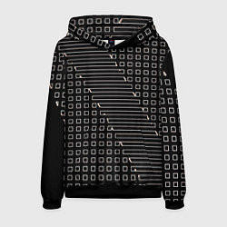 Толстовка-худи мужская Чёрный абстрактный с квадратами, цвет: 3D-черный